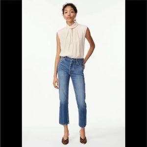 Rebecca Taylor HEART JACQUARD SILK MOCK NECK TOP Small